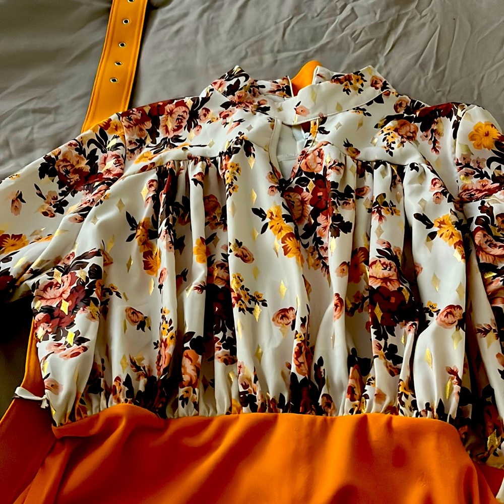 Classy orange long sleeved dress